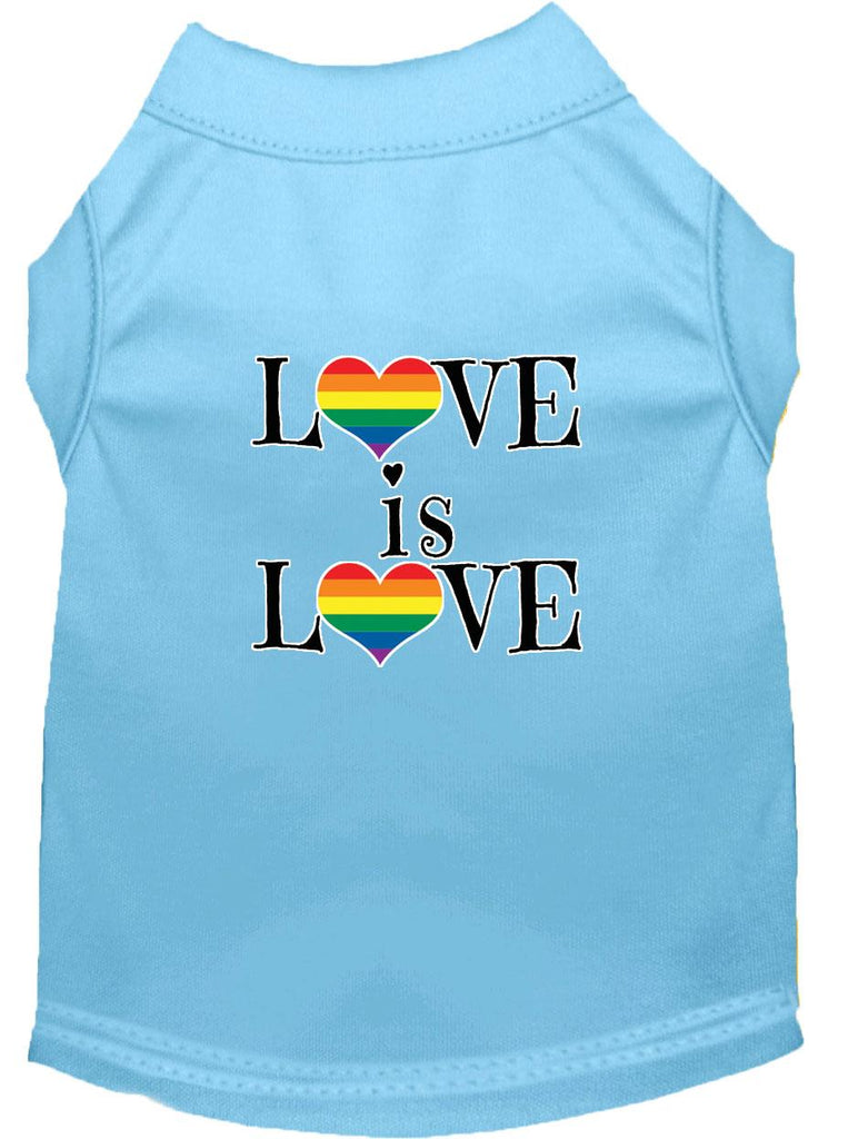 Love Is Love Screen Print Dog Shirt Baby Blue Xs