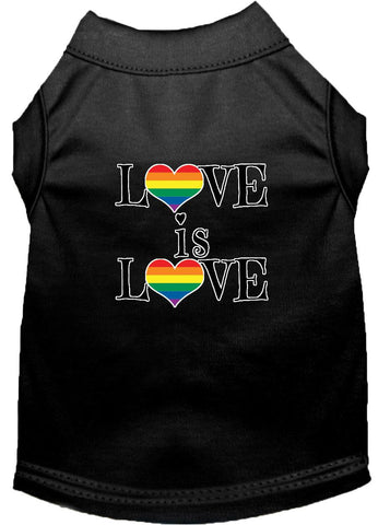 Love Is Love Screen Print Dog Shirt Black Lg