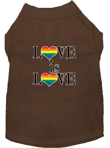 Love Is Love Screen Print Dog Shirt Brown Lg