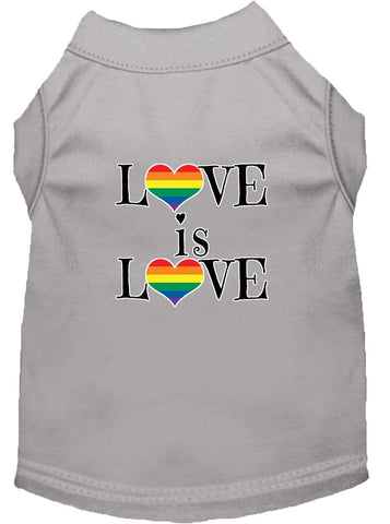 Love Is Love Screen Print Dog Shirt Grey Med