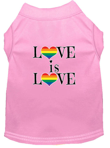 Love Is Love Screen Print Dog Shirt Light Pink Med