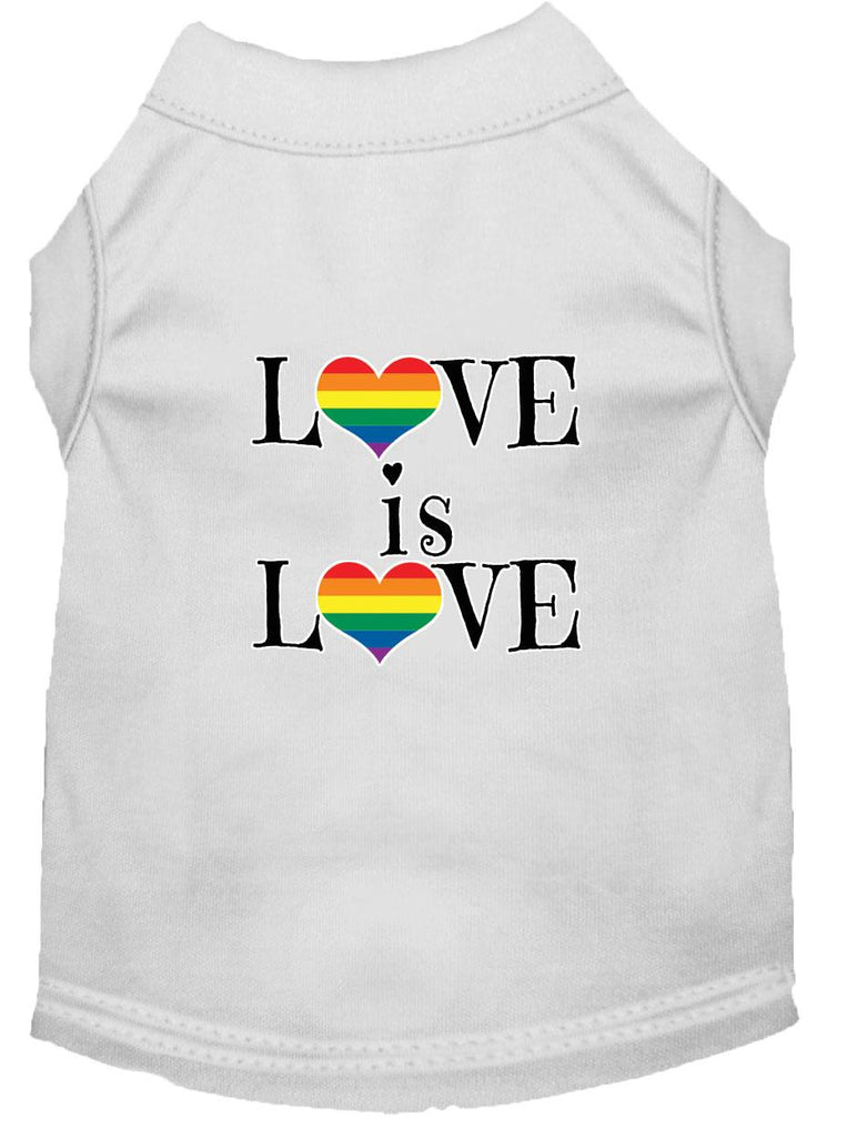 Love Is Love Screen Print Dog Shirt White Med