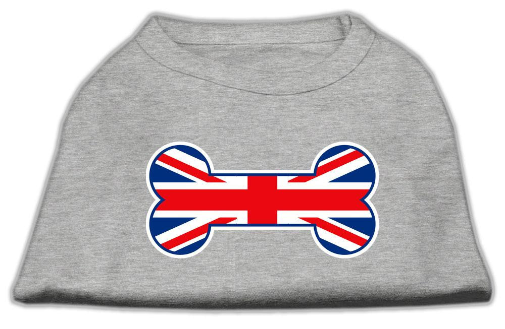 Bone Shaped United Kingdom (Union Jack) Flag Screen Print Shirts Grey L (14)