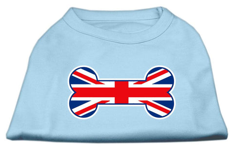 Bone Shaped United Kingdom (Union Jack) Flag Screen Print Shirts Baby Blue M (12)