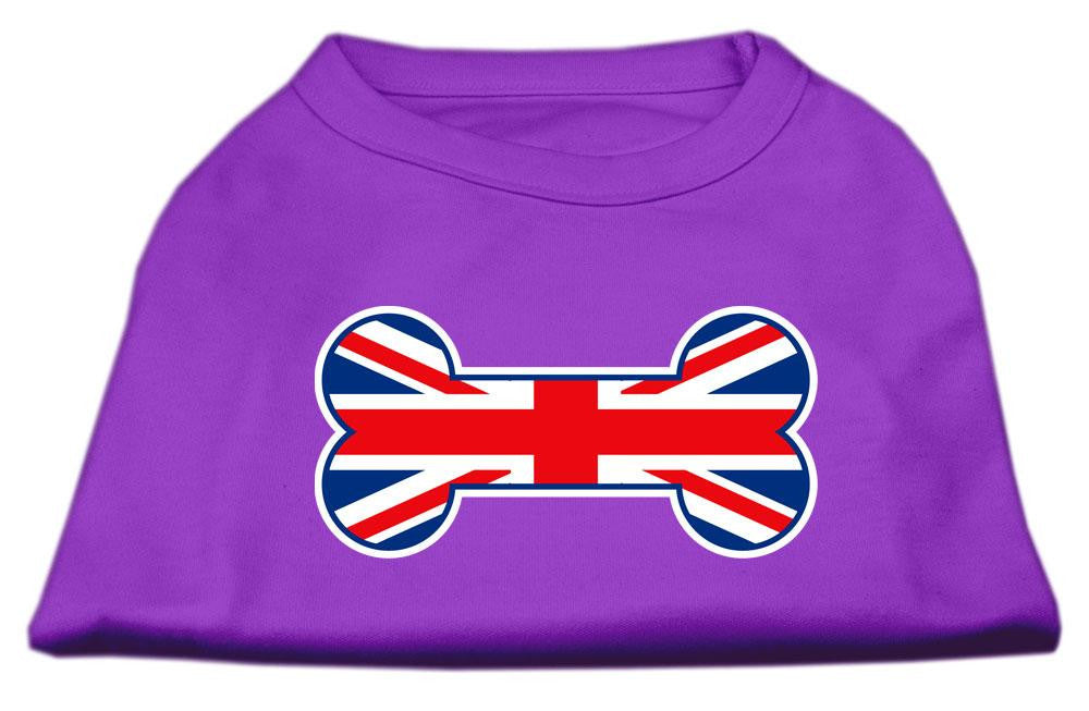 Bone Shaped United Kingdom (Union Jack) Flag Screen Print Shirts Purple M (12)