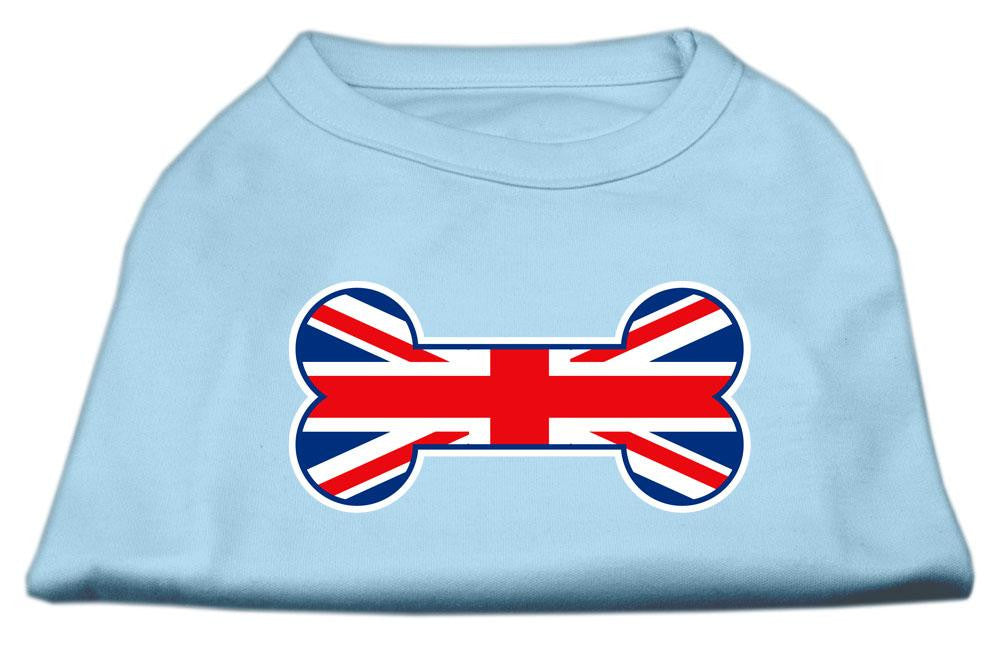 Bone Shaped United Kingdom (Union Jack) Flag Screen Print Shirts Baby Blue S (10)