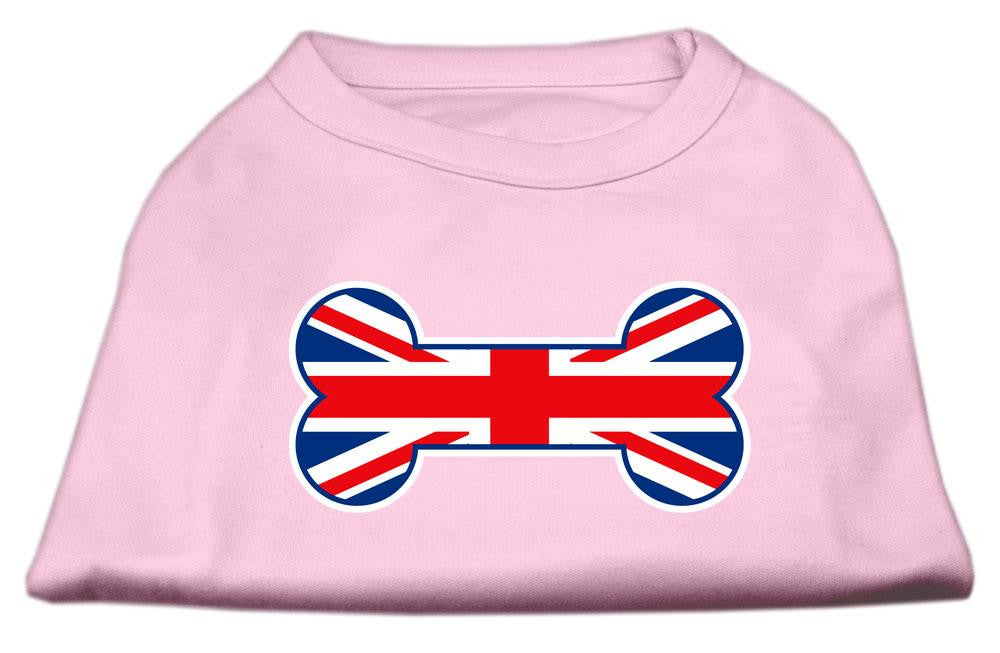 Bone Shaped United Kingdom (Union Jack) Flag Screen Print Shirts Light Pink S (10)