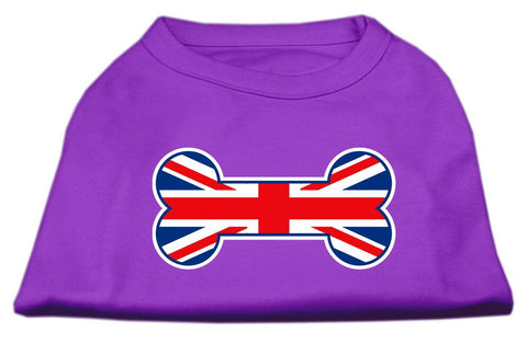 Bone Shaped United Kingdom (Union Jack) Flag Screen Print Shirts Purple XL (16)