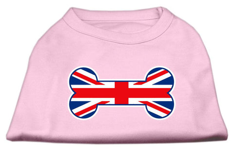 Bone Shaped United Kingdom (Union Jack) Flag Screen Print Shirts Light Pink XXXL(20)