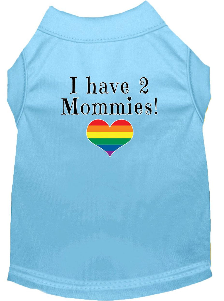 I Have 2 Mommies Screen Print Dog Shirt Baby Blue Lg