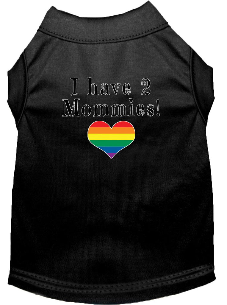 I Have 2 Mommies Screen Print Dog Shirt Black Lg