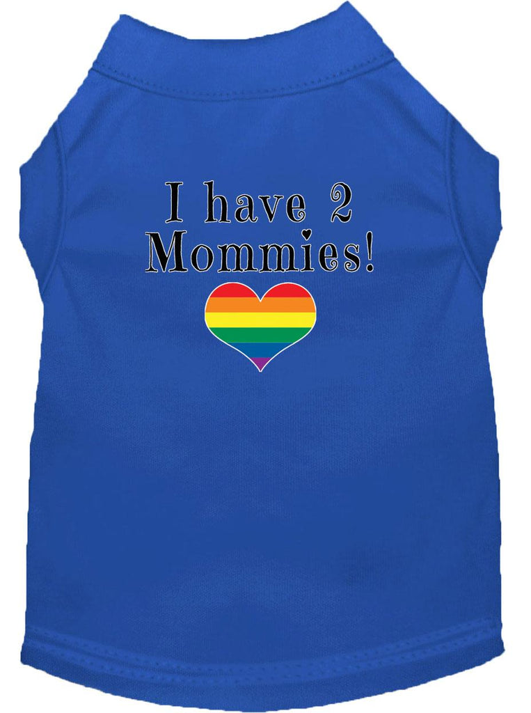 I Have 2 Mommies Screen Print Dog Shirt Blue Xxxl