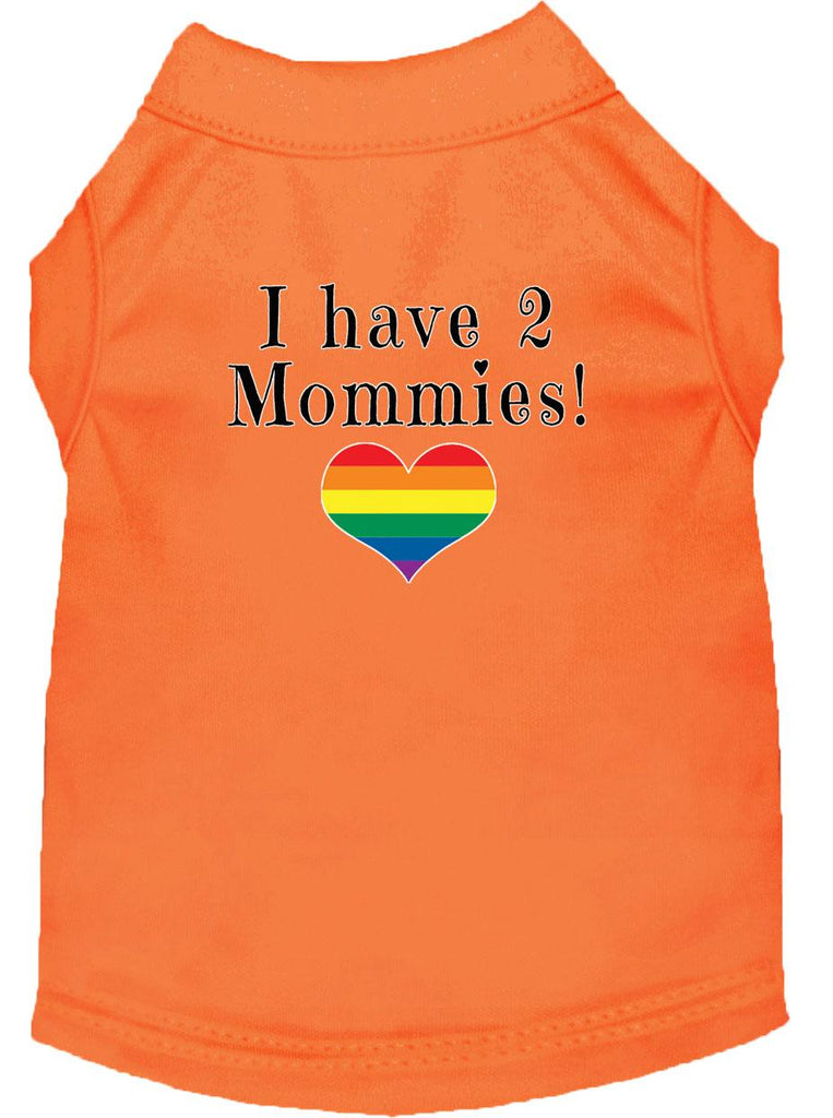 I Have 2 Mommies Screen Print Dog Shirt Orange Med