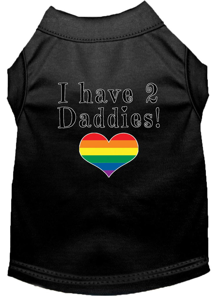 I Have 2 Daddies Screen Print Dog Shirt Black Lg