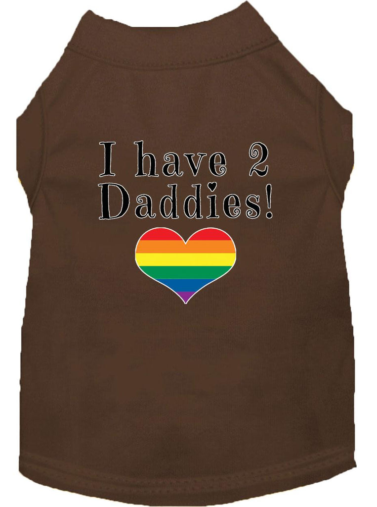 I Have 2 Daddies Screen Print Dog Shirt Brown Lg