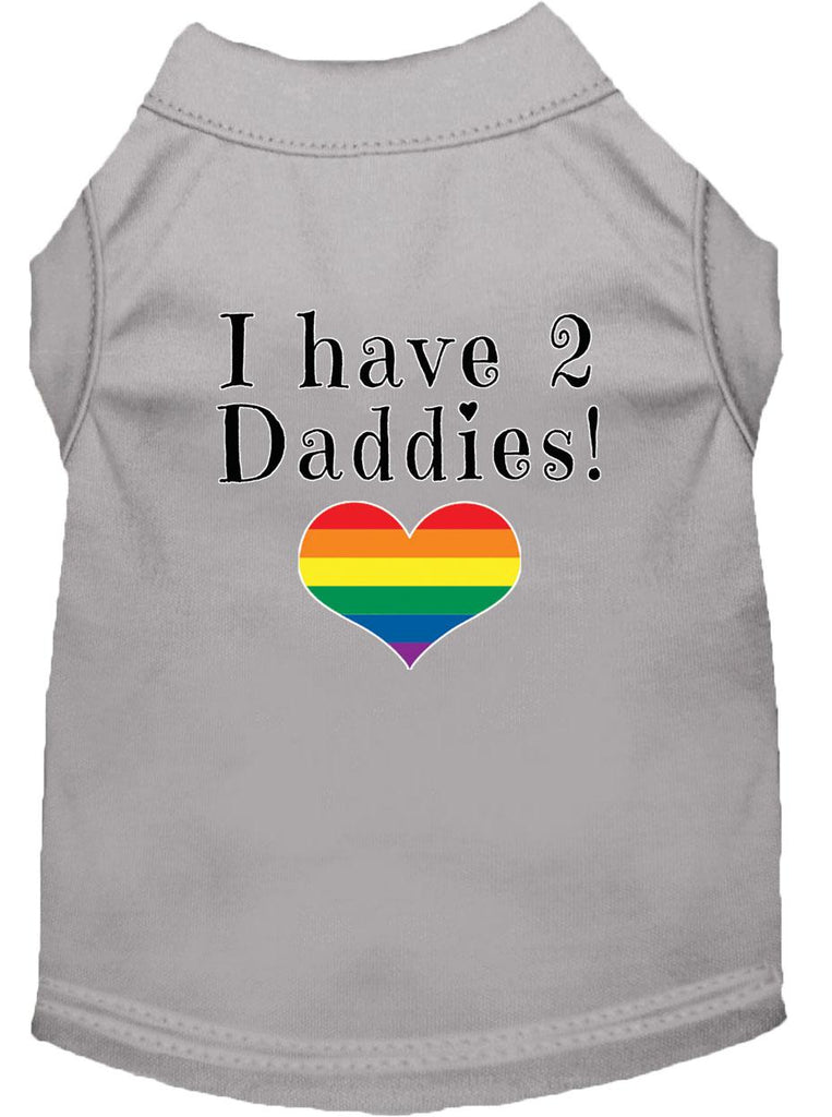 I Have 2 Daddies Screen Print Dog Shirt Grey Lg