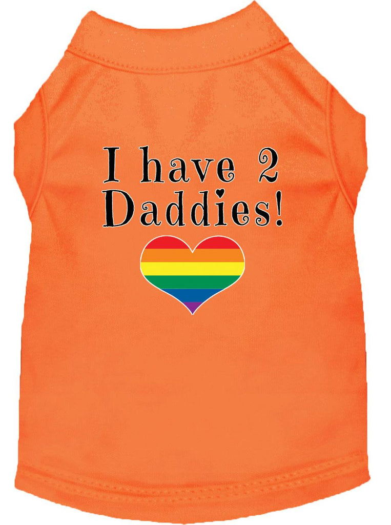 I Have 2 Daddies Screen Print Dog Shirt Orange Lg