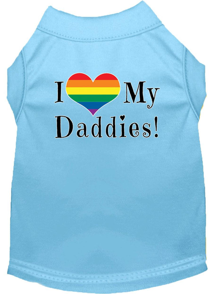 I Heart My Daddies Screen Print Dog Shirt Baby Blue Lg