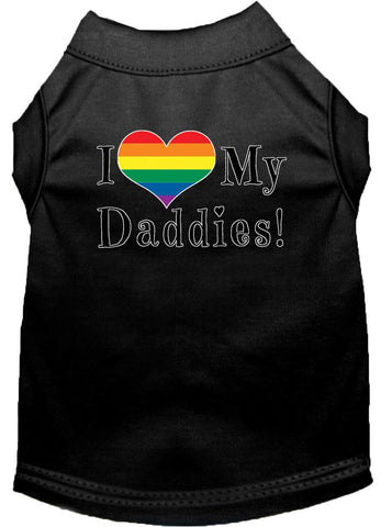 I Heart My Daddies Screen Print Dog Shirt Black Lg