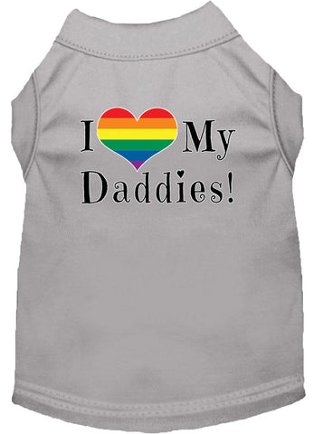 I Heart My Daddies Screen Print Dog Shirt Grey Lg