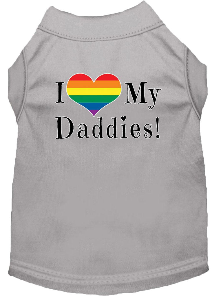 I Heart My Daddies Screen Print Dog Shirt Grey Xs