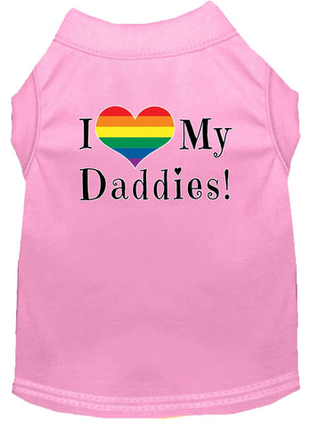 I Heart My Daddies Screen Print Dog Shirt Light Pink Xs