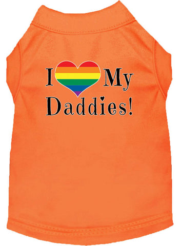 I Heart My Daddies Screen Print Dog Shirt Orange Xs