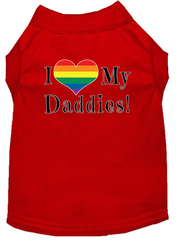 I Heart My Daddies Screen Print Dog Shirt Red Xs