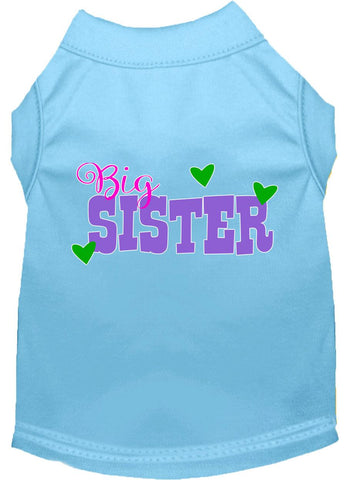 Big Sister Screen Print Dog Shirt Baby Blue Xs