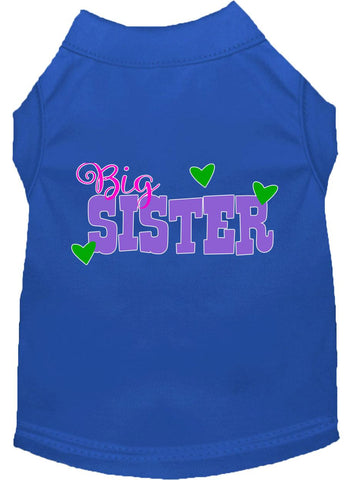 Big Sister Screen Print Dog Shirt Blue Xl