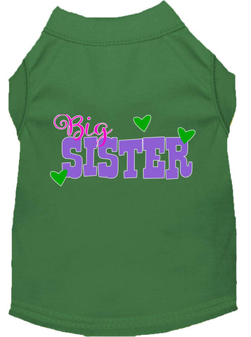 Big Sister Screen Print Dog Shirt Green Med