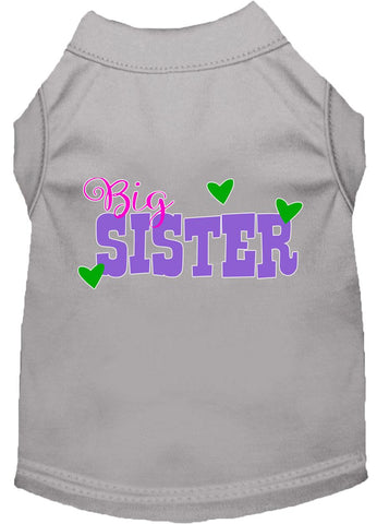 Big Sister Screen Print Dog Shirt Grey Lg