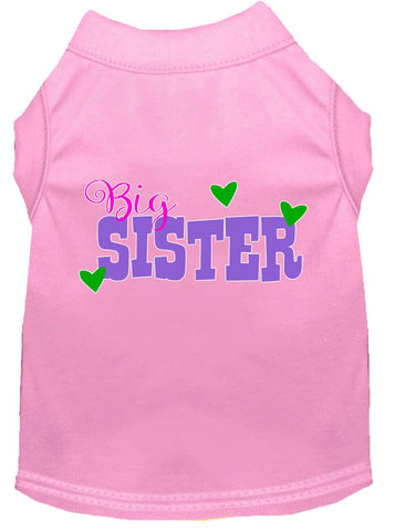 Big Sister Screen Print Dog Shirt Light Pink Lg