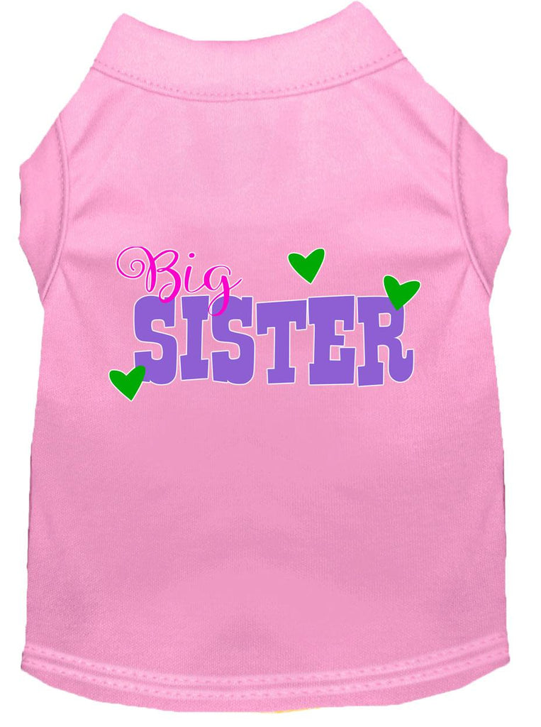 Big Sister Screen Print Dog Shirt Light Pink Xl