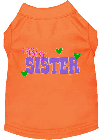 Big Sister Screen Print Dog Shirt Orange Xl