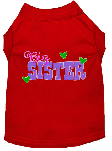 Big Sister Screen Print Dog Shirt Red Lg