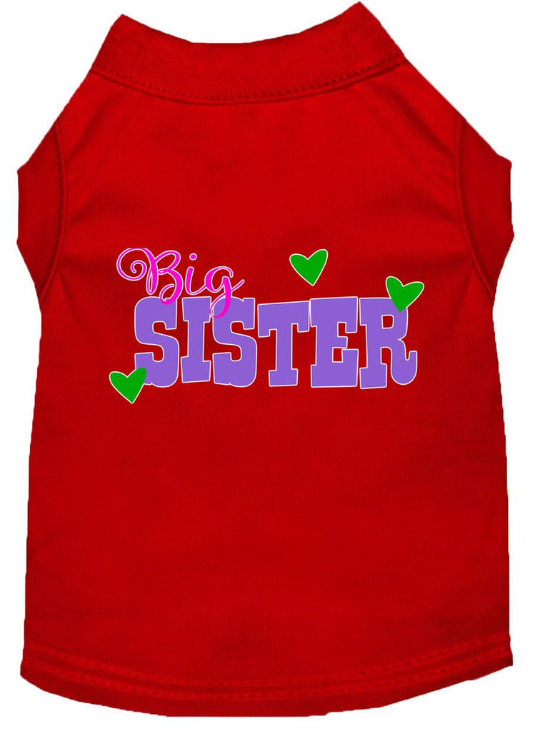 Big Sister Screen Print Dog Shirt Red Xs