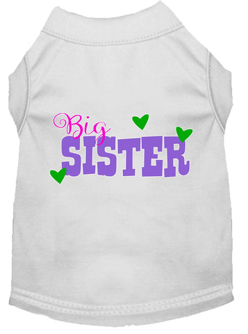 Big Sister Screen Print Dog Shirt White Sm