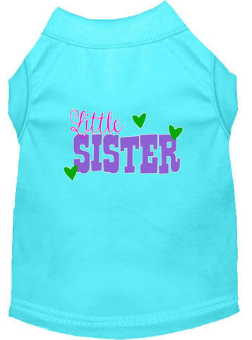 Little Sister Screen Print Dog Shirt Aqua Med