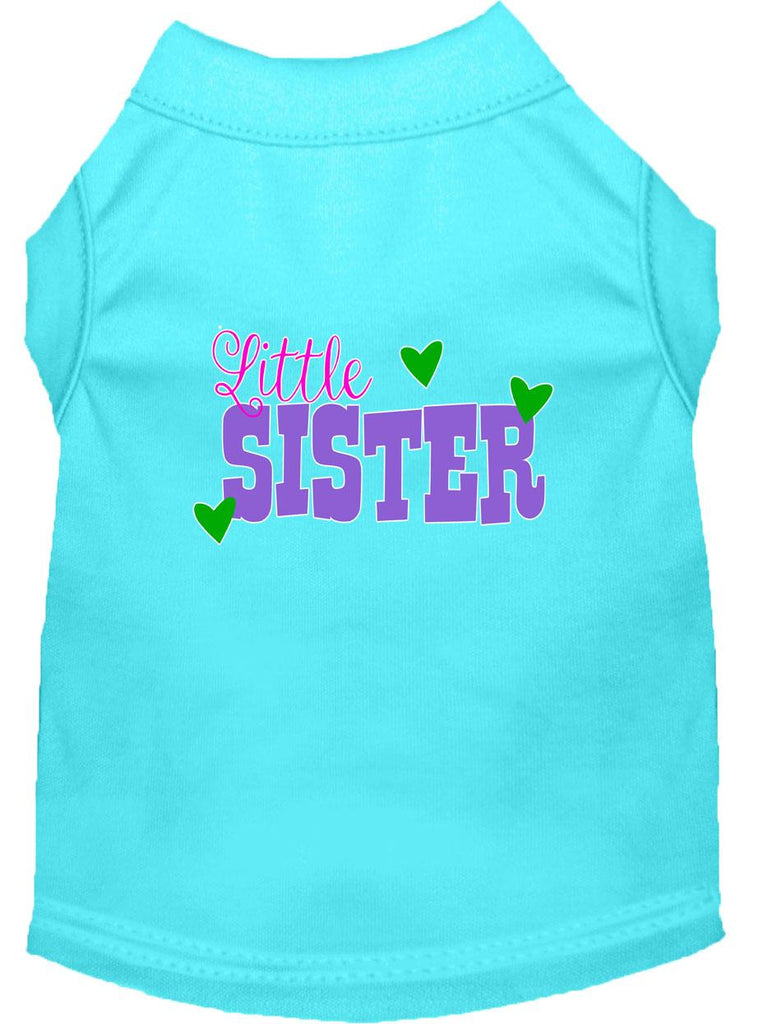 Little Sister Screen Print Dog Shirt Aqua Xl