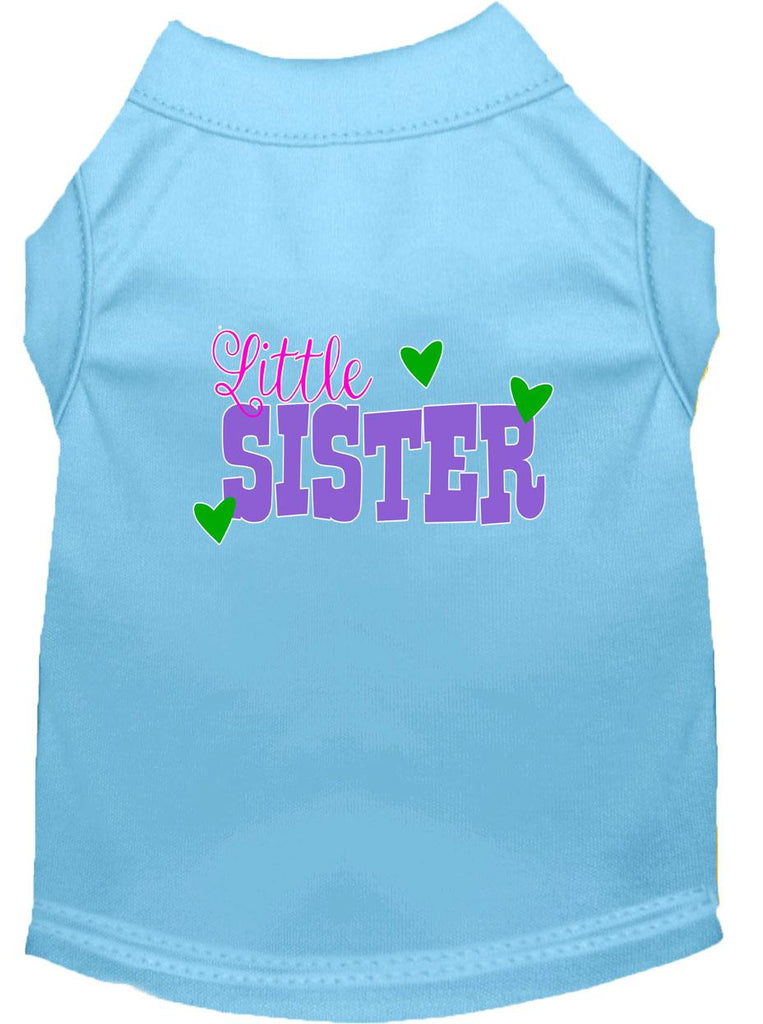 Little Sister Screen Print Dog Shirt Baby Blue Xl