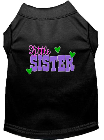 Little Sister Screen Print Dog Shirt Black Lg