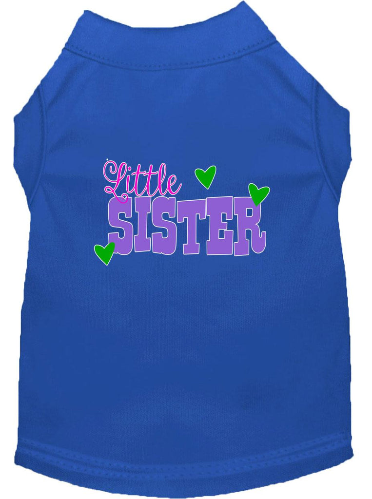 Little Sister Screen Print Dog Shirt Blue Xl