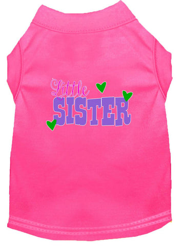 Little Sister Screen Print Dog Shirt Bright Pink Xl