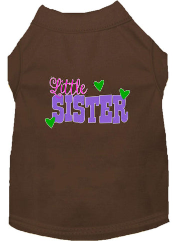 Little Sister Screen Print Dog Shirt Brown Med