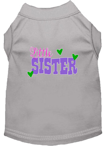 Little Sister Screen Print Dog Shirt Grey Lg