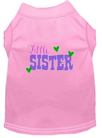 Little Sister Screen Print Dog Shirt Light Pink Xl