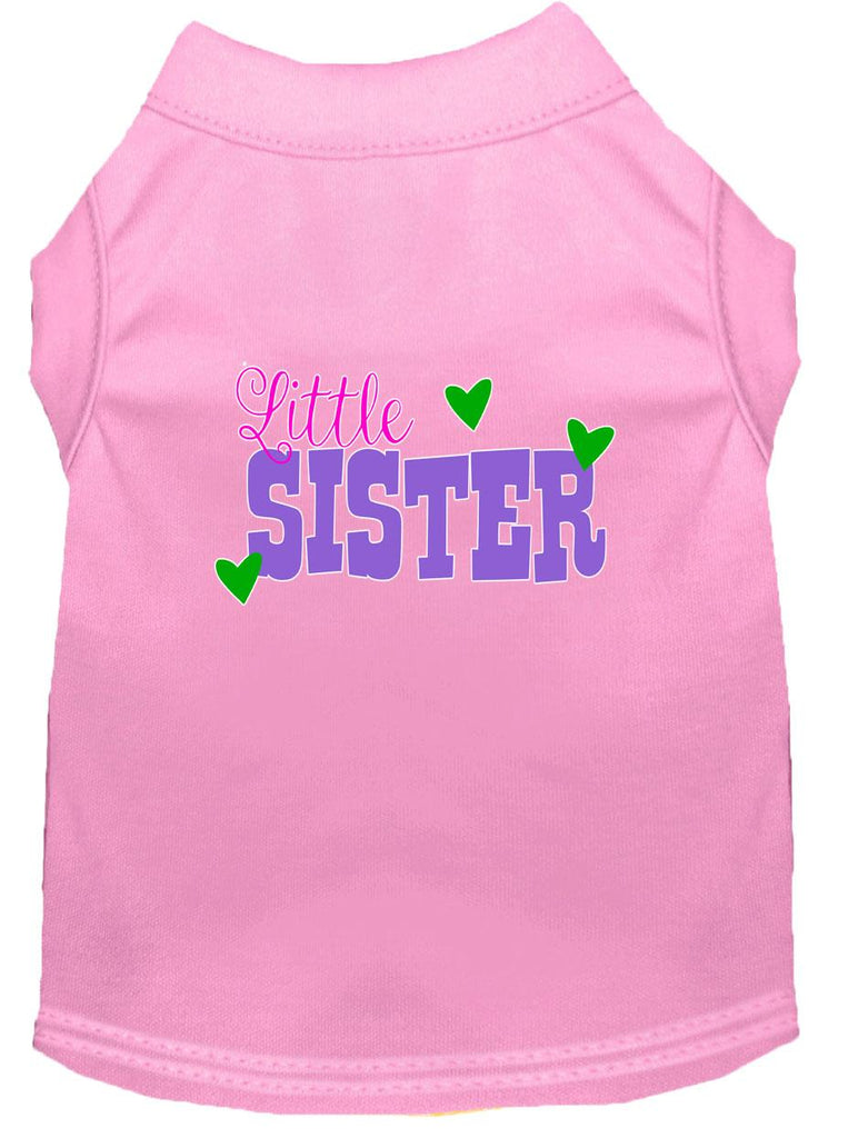 Little Sister Screen Print Dog Shirt Light Pink Xxl