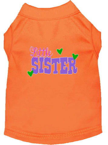 Little Sister Screen Print Dog Shirt Orange Xl