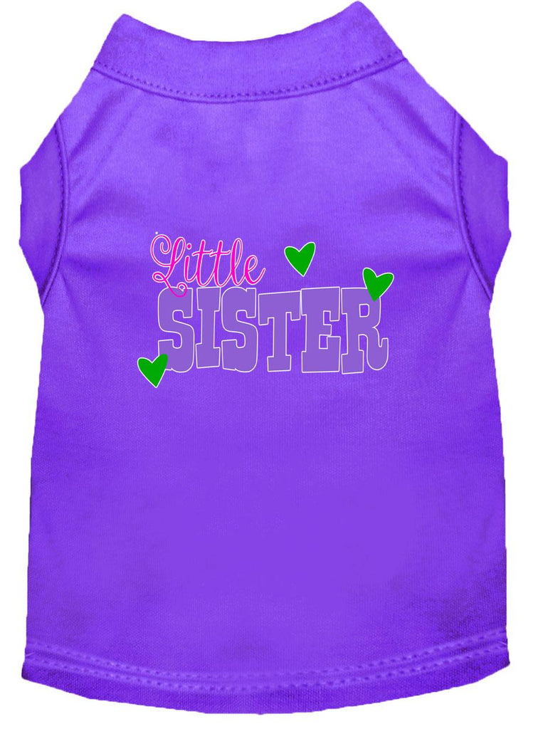 Little Sister Screen Print Dog Shirt Purple Med